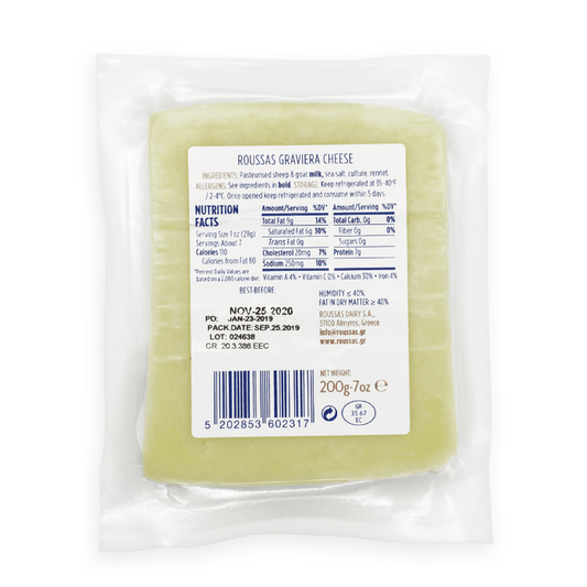 Roussas Graviera Cheese | Greece's Premier Hard Cheese | Sheep & Goat Milk