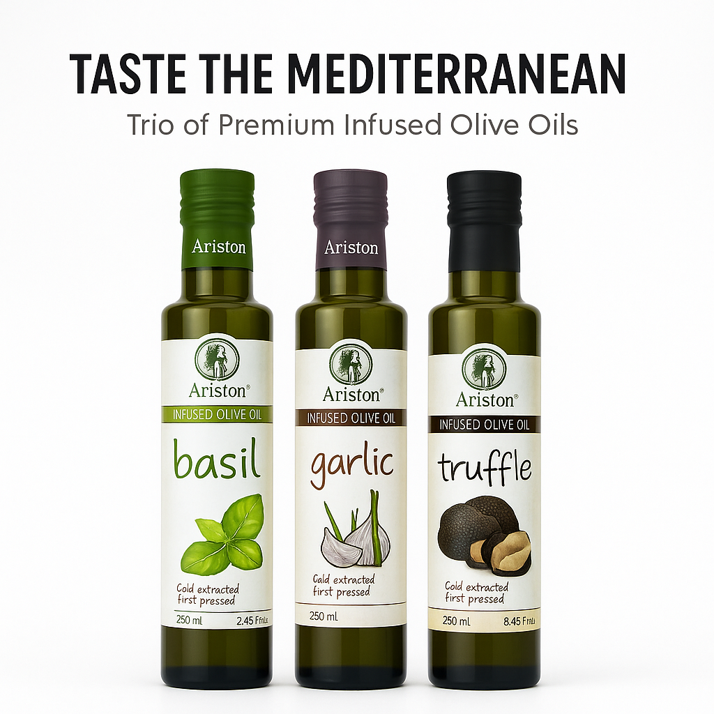 Taste the Mediterranean: Trio of Premium Infused Olive Oils. By Alpha Omega Imports