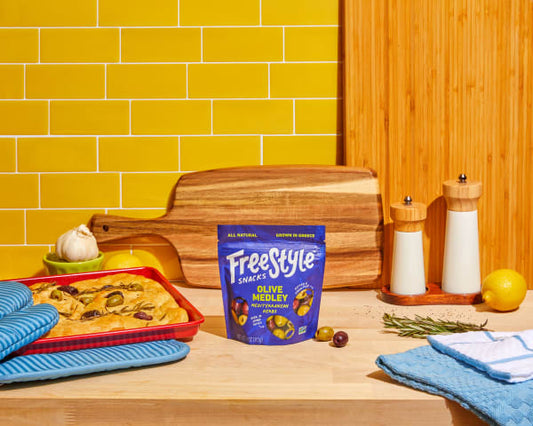 Mediterranean Herb Medley Olives | Pitted, Liquid-Free | Greek Herb-Marinated Olives | Freestyle