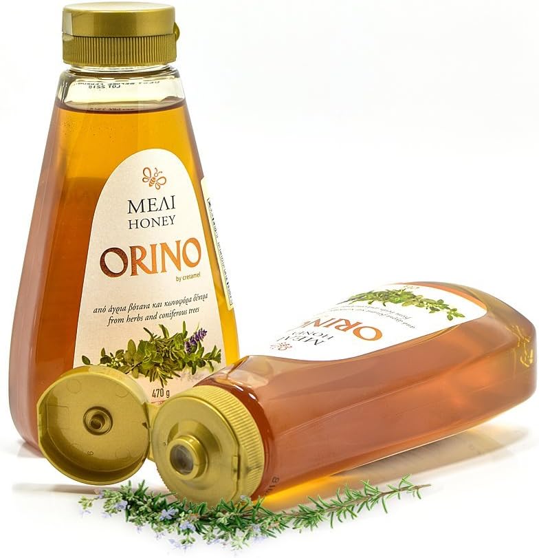 Orino Squeeze Honey 16.6oz | Gold Standard Greek Mountain Honey | Squeeze Jar. Distributed by Alpha Omega Imports