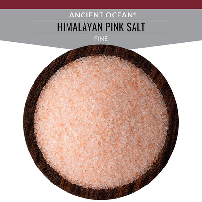 Ancient Himalayan Pink Mineral Salt, Fine Grain - Boutique Glass Jar (6.5 oz). Distributed by Alpha Omega Imports
