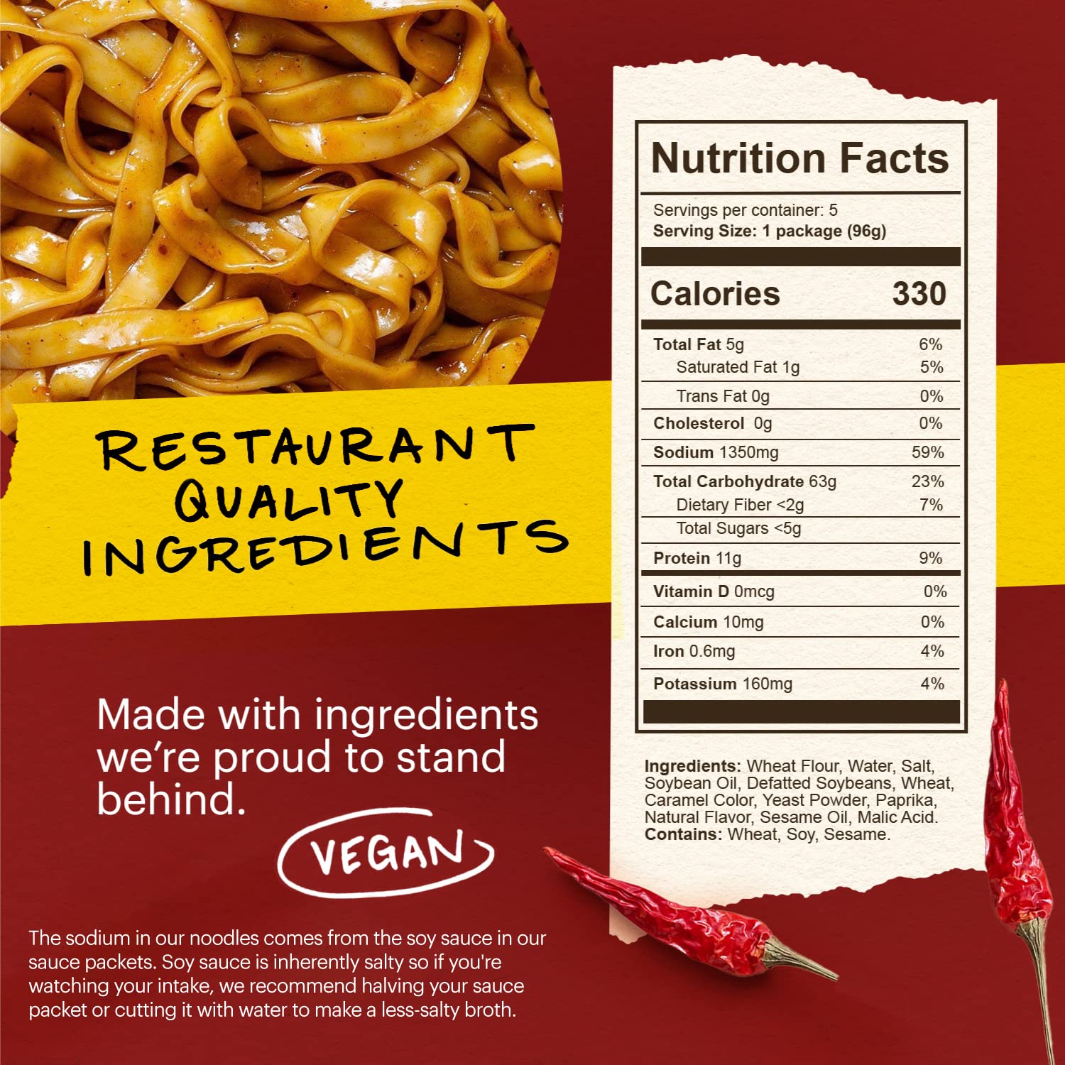 Momofuku Tingly Chili Noodles Nutrition Facts. Distributed by Alpha Omega Imports