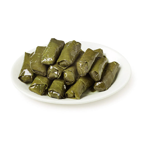 Stuffed vine grape leaves. Distributed by Alpha Omega Imports