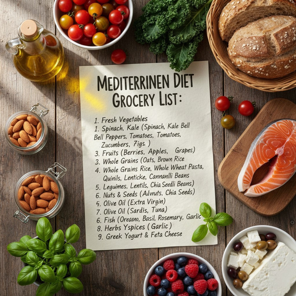 Mediterranean diet Grocery list by Alpha Omega 
