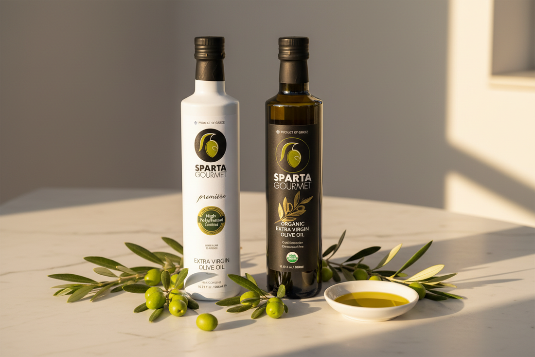 two bottles of Greek Extra Virgin Olive Oil