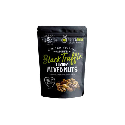 Black Truffle Mixed Nuts. Distributed by Alpha Omega Imports
