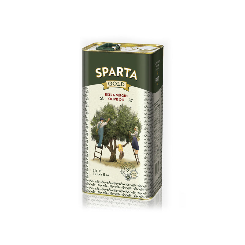 Sparta Gold Extra Virgin Olive Oil | 3 lt | Superior Quality Olive Oil from Greece | Rich, Spicy Taste and Velvety Texture. Distributed by Alpha Omega Imports