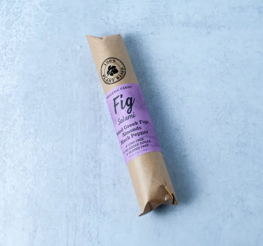 Hellenic Farms Vegan Fig Salami | Almonds & Pepper | Raw Greek Figs | Savory Vegan Charcuterie