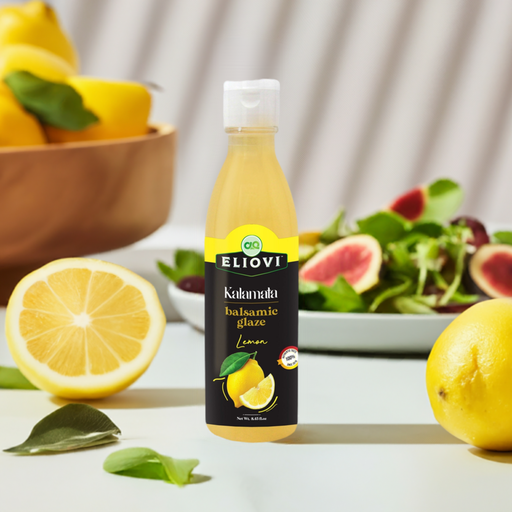 Eliovi  Balsamic Glaze Lemon 8.45 Fl. Oz - A Refreshing, Tangy Condiment for Any Dish