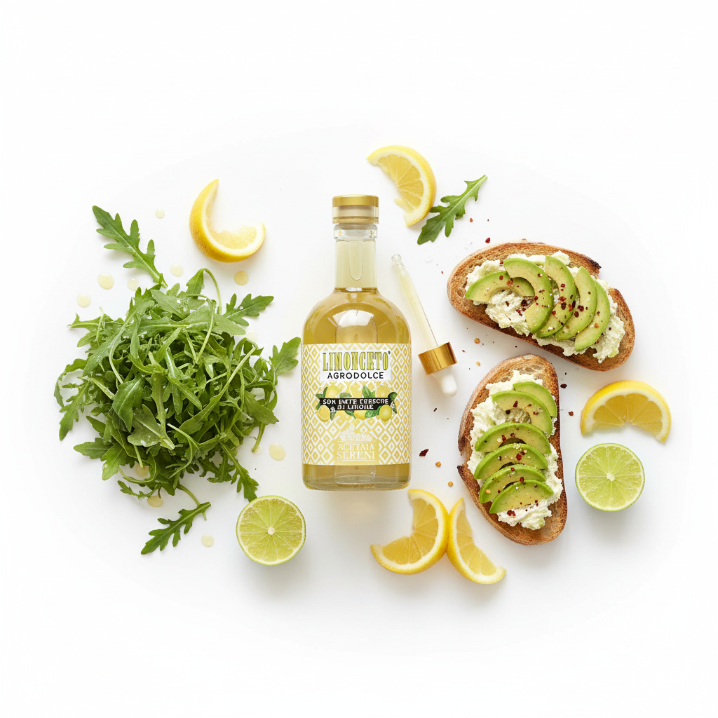 Limonceto White Balsamic vinegar with summer salad and avocado toast