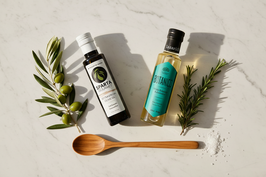 Authentic Flavors Starter Set – Olive Oil, White Balsamic & Olivewood Spoon