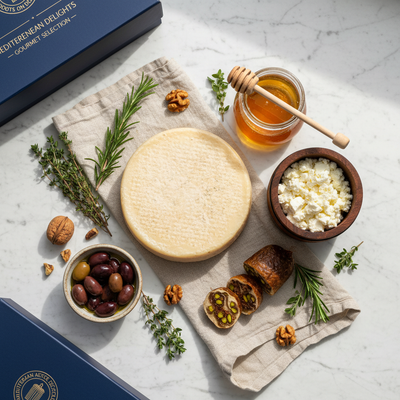 Greek Board Builder Gift Set - Greek cheese, fig salami, honey and olives gift box