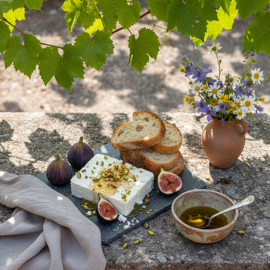 Mezze with feta and honey