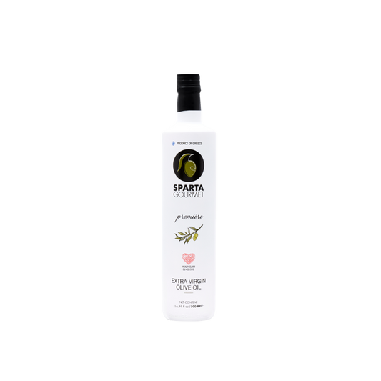 Sparta Gourmet Premier olive oil bottle on a white background
