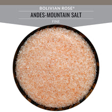 Load image into Gallery viewer, Bolivian Rose® Andes Mountain Salt, Fine Grain Hand-mined - Kosher and Authentic Certified- - Shaker Jar (6.5 oz). Distributed by Alpha Omega Imports
