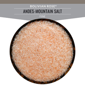 Bolivian Rose® Andes Mountain Salt, Fine Grain Hand-mined - Kosher and Authentic Certified- - Shaker Jar (6.5 oz). Distributed by Alpha Omega Imports