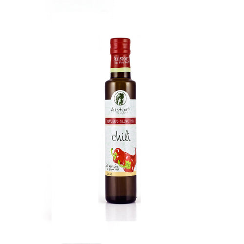 Chili Infused Olive oil, imported by Alpha Omega Imports