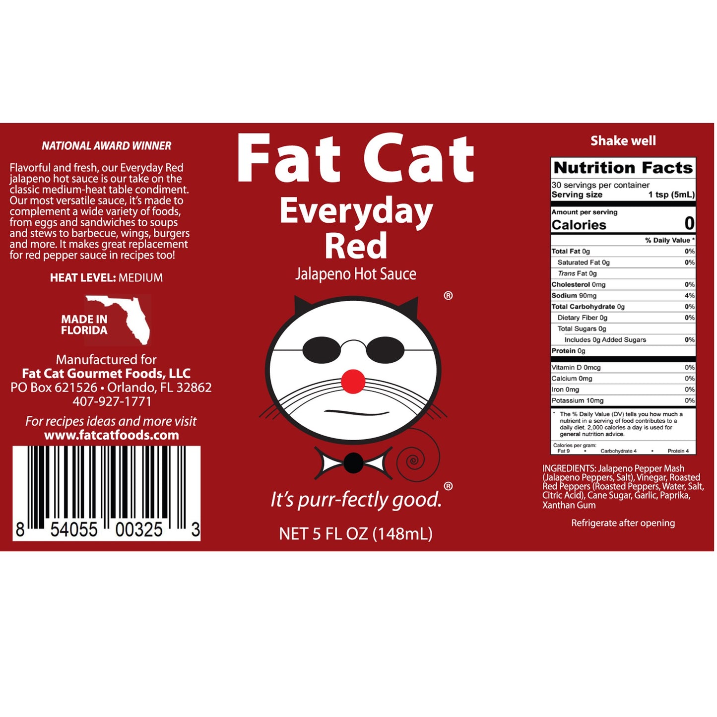 everydayredjalapenohotsauce, nutrition facts. Distributed by Alpha Omega Imports