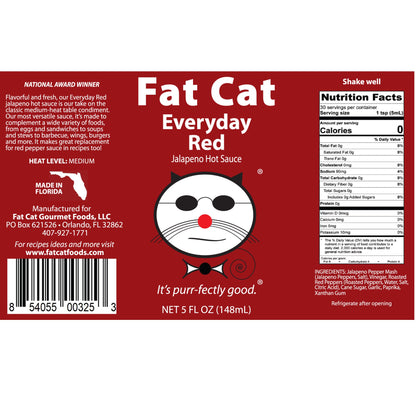 everydayredjalapenohotsauce, nutrition facts. Distributed by Alpha Omega Imports