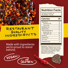 Load image into Gallery viewer, Momofuku Black Truffle Chili Crunch Nutrition Facts. Distributed by Alpha Omega Imports
