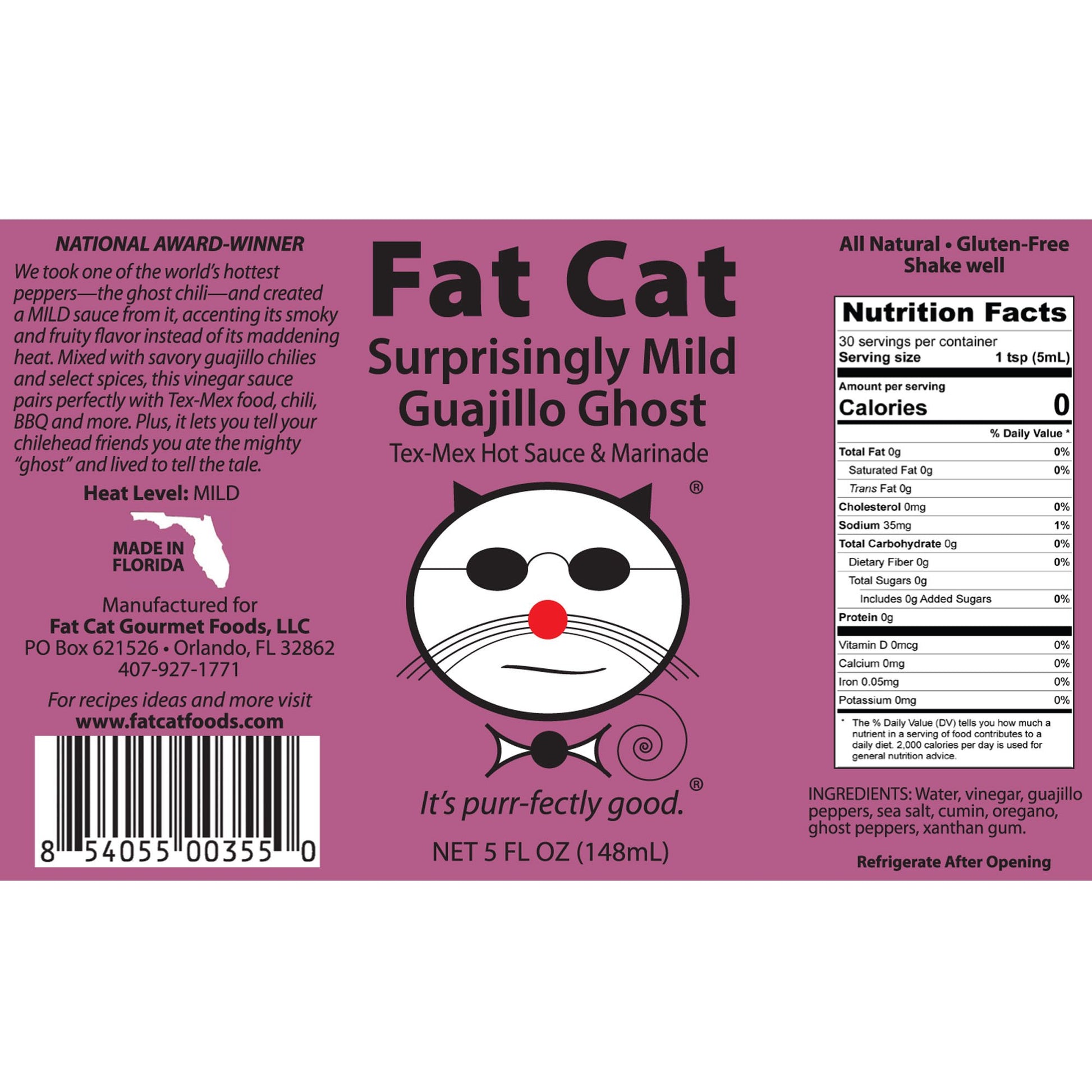 SurprisinglyMildGuajilloGhostTex-MexHotSauceMarinade. Distributed by Alpha Omega Imports