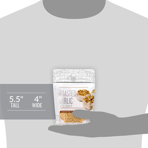 Garlic Flavored Sea Salt, Real all Natural Sea Salt Fused with Golden-brown roasted Garlic, Zip Top Pouch (3.5 oz)