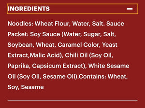 Momofuku Spicy Soy Noodles, Ingredients. Distributed by Alpha Omega Imports