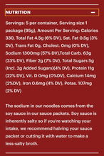 Load image into Gallery viewer, Momofuku Spicy Soy Noodles, Nutrition Facts. Distributed by Alpha Omega Imports
